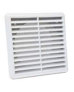 150mm x 150mm Square Louvred Grille White Flyscreen