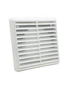 Square Louvred Vent 125mm Spigot With Flyscreen White